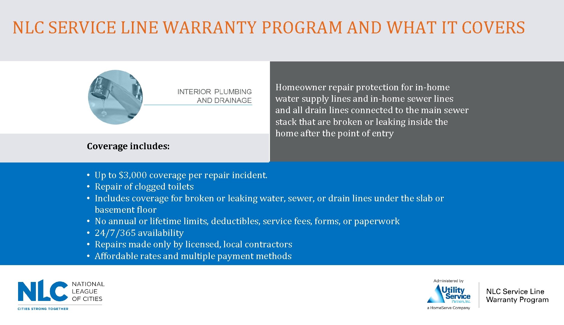 NLC SERVICE LINE WARRANTY PROGRAM AND WHAT IT COVERS Homeowner repair protection for in-home
