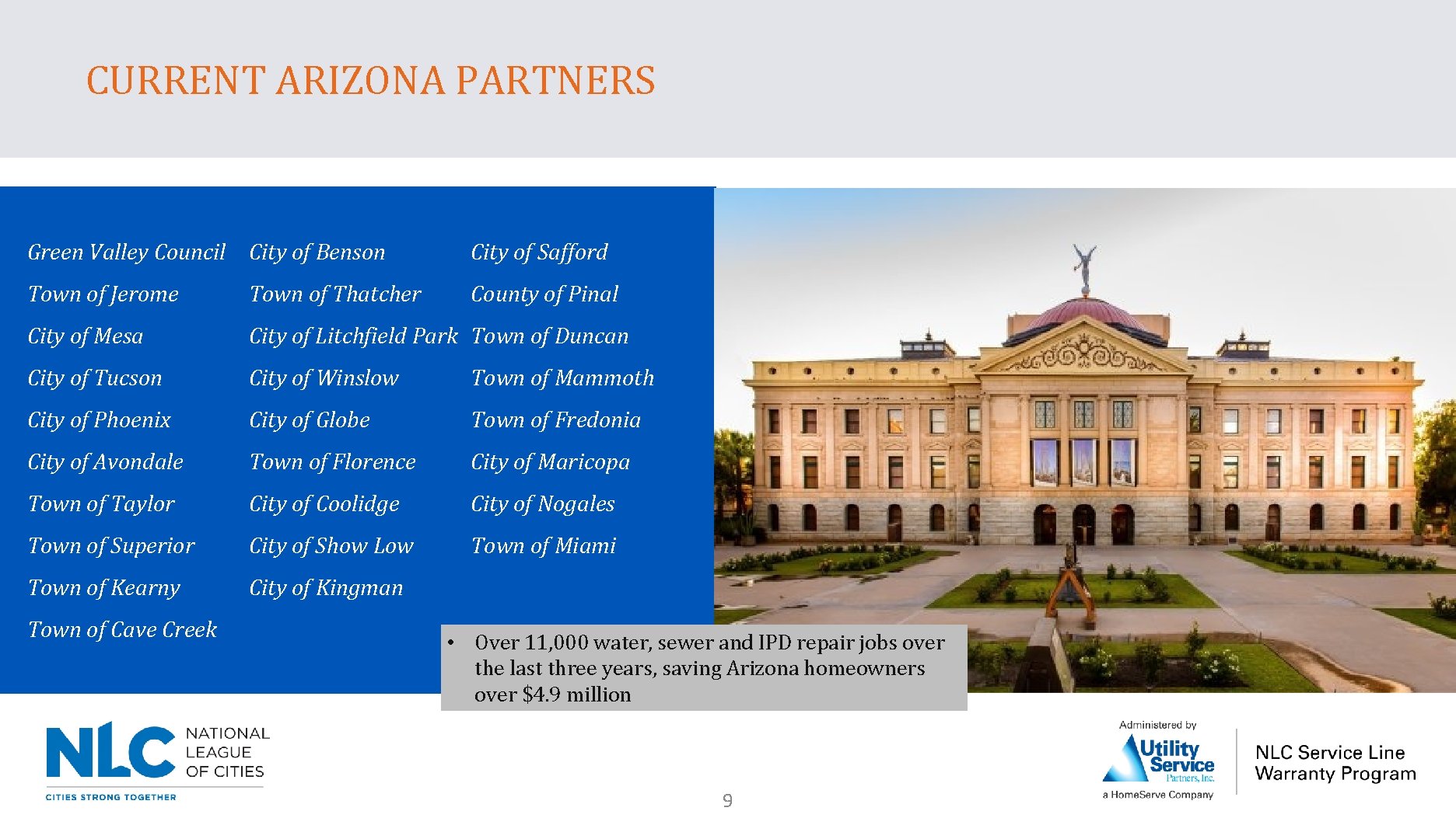 CURRENT ARIZONA PARTNERS Green Valley Council City of Benson City of Safford Town of