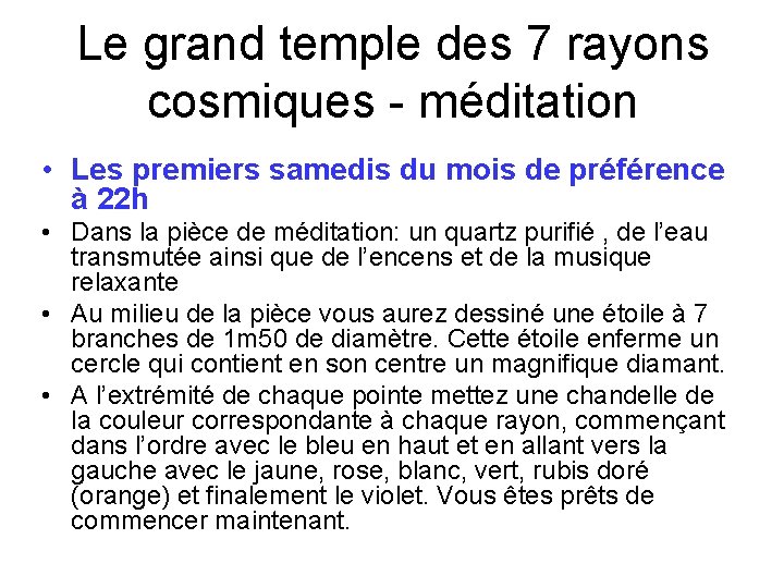 Le grand temple des 7 rayons cosmiques - méditation • Les premiers samedis du