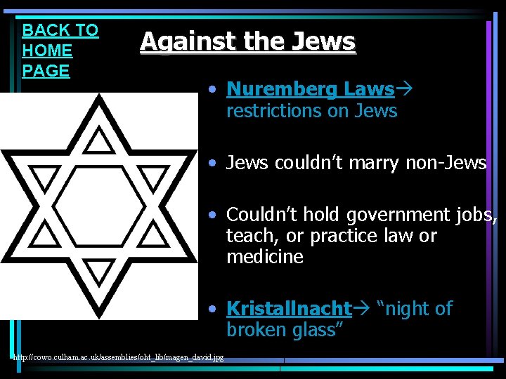 BACK TO HOME PAGE Against the Jews • Nuremberg Laws restrictions on Jews •