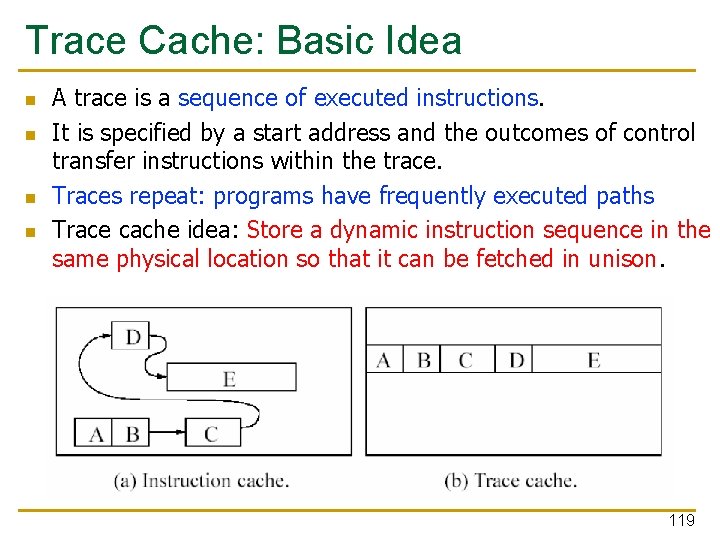 Trace Cache: Basic Idea n n A trace is a sequence of executed instructions. Trace Cache: Basic Idea n n A trace is a sequence of executed instructions.