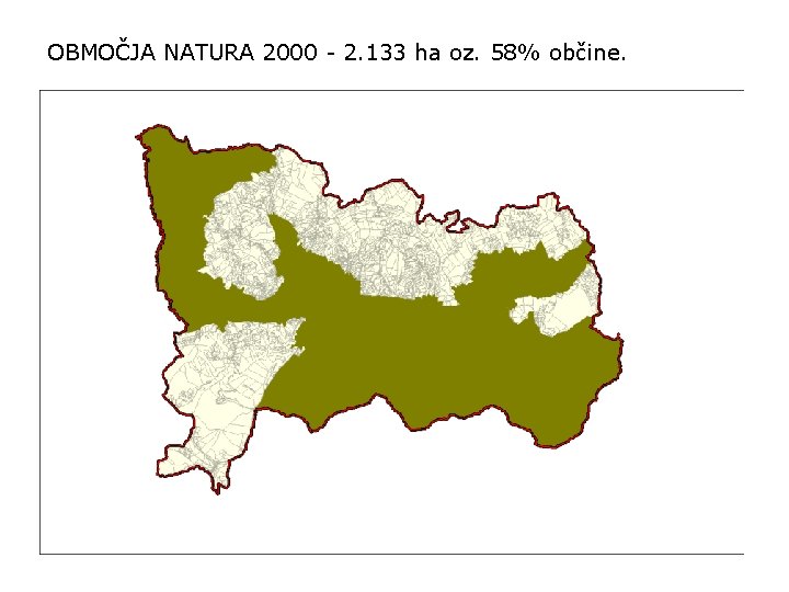 OBMOČJA NATURA 2000 - 2. 133 ha oz. 58% občine. 