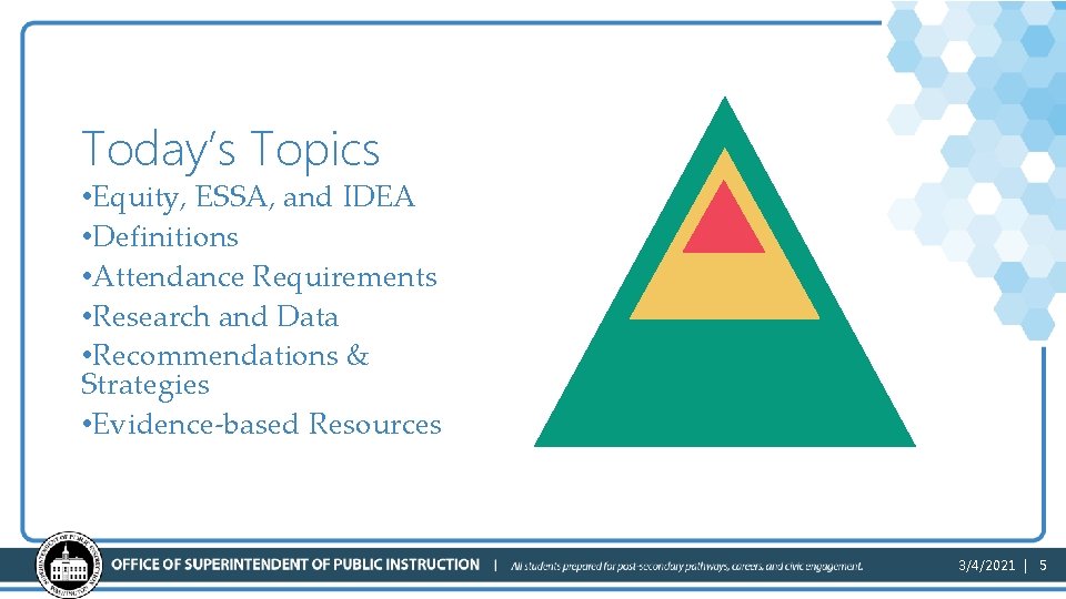 Today’s Topics • Equity, ESSA, and IDEA • Definitions • Attendance Requirements • Research