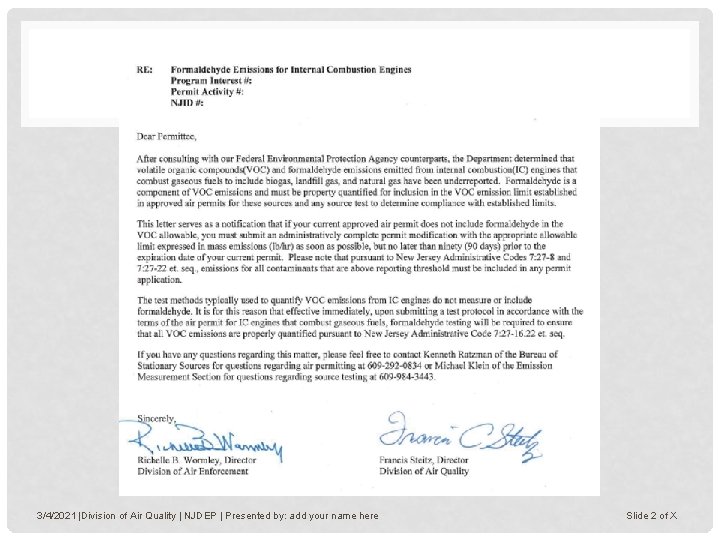 3/4/2021 |Division of Air Quality | NJDEP | Presented by: add your name here 3/4/2021 |Division of Air Quality | NJDEP | Presented by: add your name here