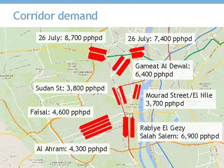 Corridor demand 26 July: 8, 700 pphpd 26 July: 7, 400 pphpd Gameat Al