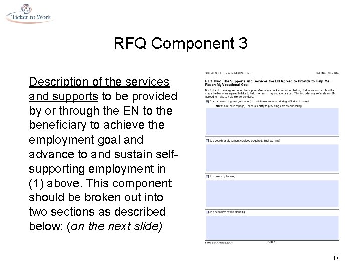 RFQ Component 3 Description of the services and supports to be provided by or
