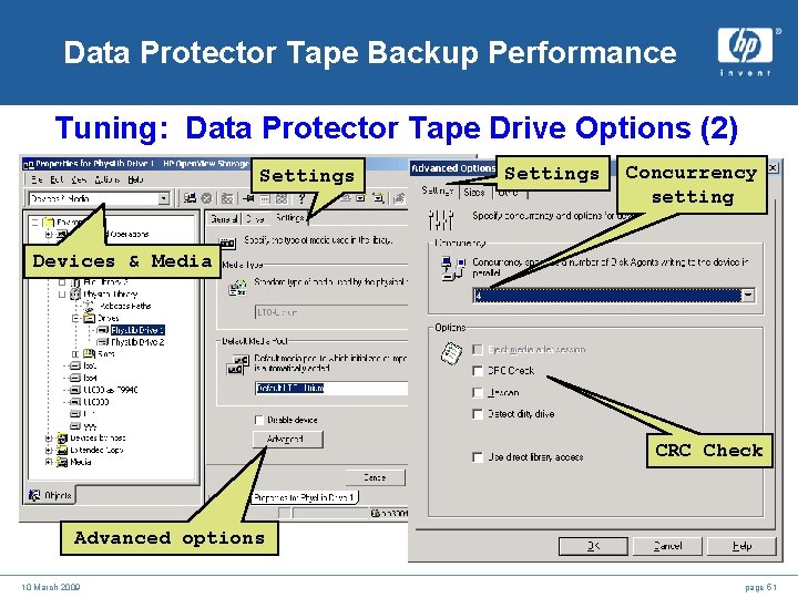 Data Protector Tape Backup Performance Tuning: Data Protector Tape Drive Options (2) Settings Concurrency Data Protector Tape Backup Performance Tuning: Data Protector Tape Drive Options (2) Settings Concurrency