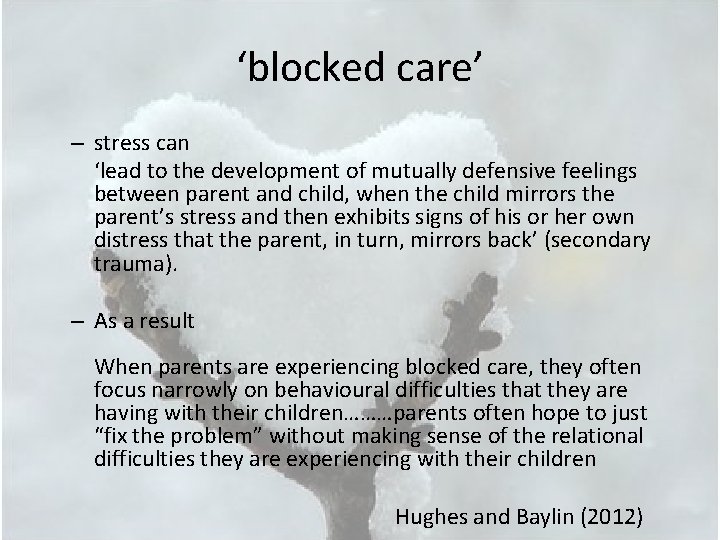 ‘blocked care’ – stress can ‘lead to the development of mutually defensive feelings between