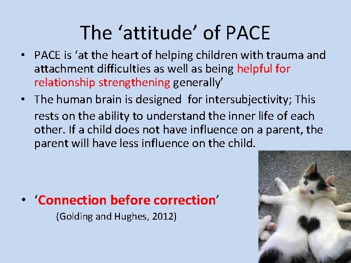 The ‘attitude’ of PACE • PACE is ‘at the heart of helping children with