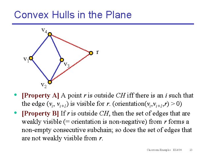 Convex Hulls in the Plane v 4 r v 1 v 3 v 2