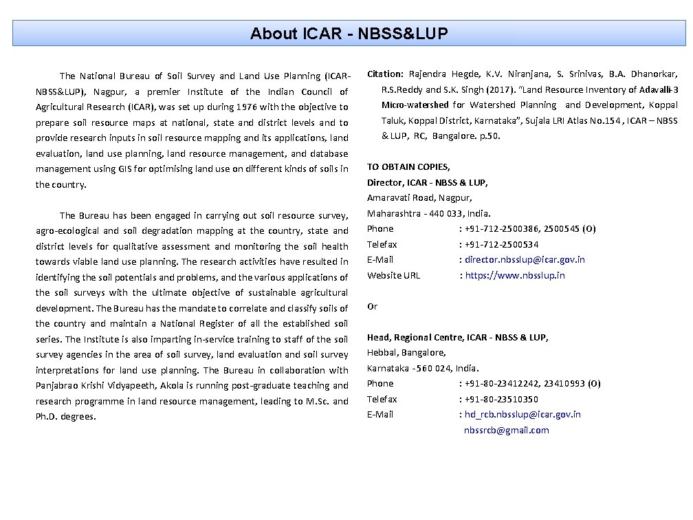 About ICAR - NBSS&LUP), Nagpur, a premier Institute of the Indian Council of Agricultural