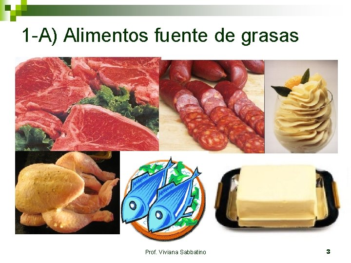 1 -A) Alimentos fuente de grasas Prof. Viviana Sabbatino 3 