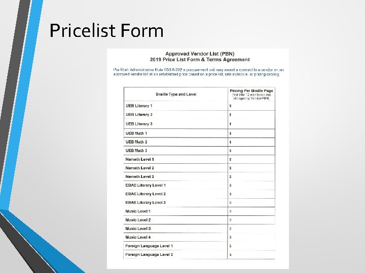Pricelist Form 
