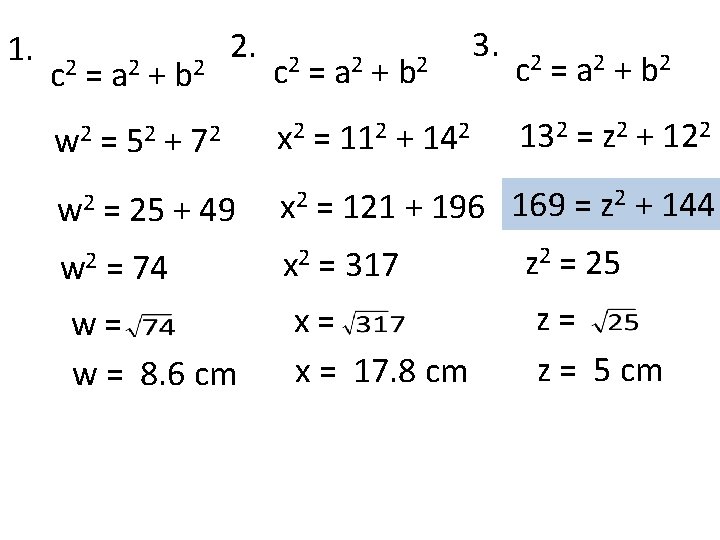 1. c 2 = w 2 w 2 a 2 = + 52 b