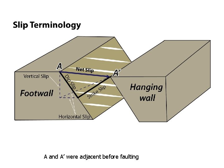 A and A’ were adjacent before faulting 