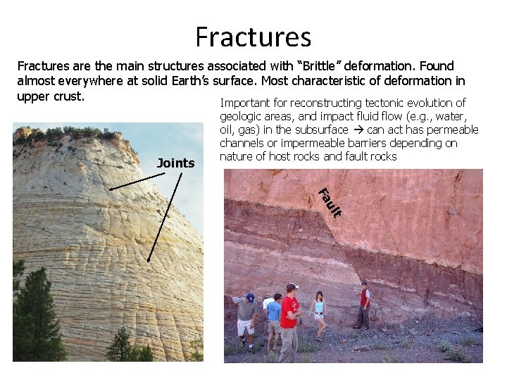 Fractures are the main structures associated with “Brittle” deformation. Found almost everywhere at solid