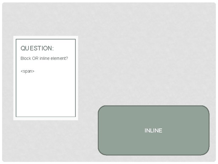 QUESTION: Block OR inline element? <span> INLINE 