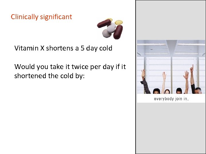 Clinically significant Vitamin X shortens a 5 day cold Would you take it twice