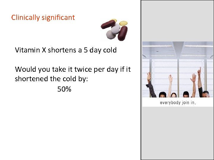 Clinically significant Vitamin X shortens a 5 day cold Would you take it twice
