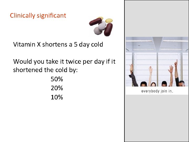 Clinically significant Vitamin X shortens a 5 day cold Would you take it twice