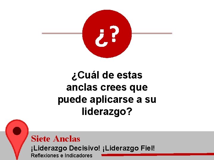 ¿? ¿Cuál de estas anclas crees que puede aplicarse a su liderazgo? Siete Anclas