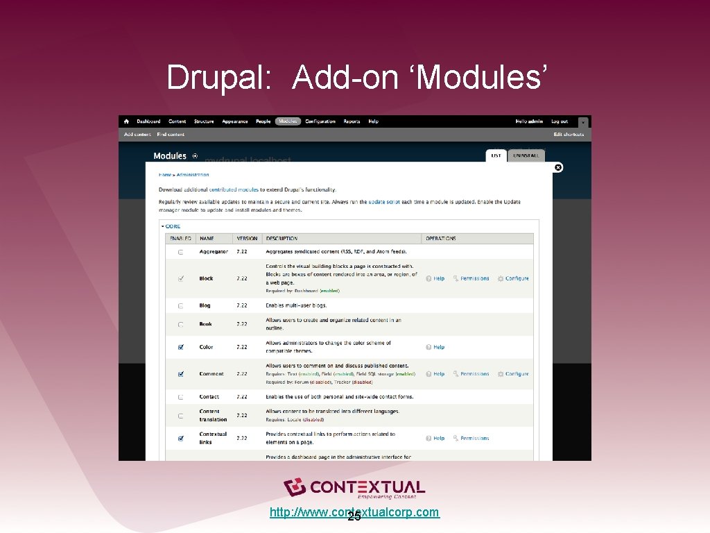 Drupal: Add-on ‘Modules’ http: //www. contextualcorp. com 25 