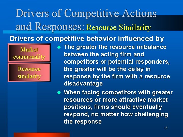 Drivers of Competitive Actions and Responses: Resource Similarity Drivers of competitive behavior influenced by