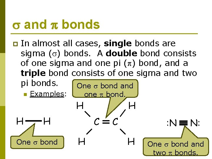  and bonds p In almost all cases, single bonds are sigma ( )