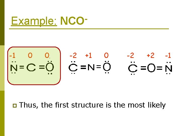 Example: NCO-1 p 0 0 -2 +1 0 -2 +2 -1 Thus, the first