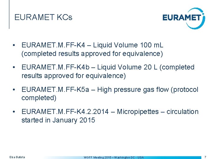 EURAMET KCs • EURAMET. M. FF-K 4 – Liquid Volume 100 m. L (completed