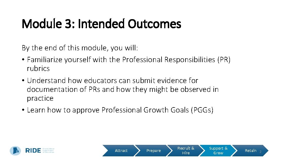 Module 3: Intended Outcomes By the end of this module, you will: • Familiarize