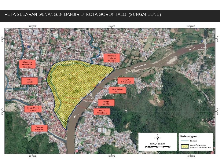 PETA SEBARAN GENANGAN BANJIR DI KOTA GORONTALO (SUNGAI BONE) 