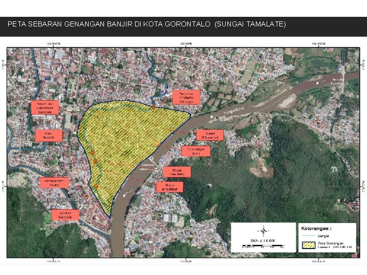 PETA SEBARAN GENANGAN BANJIR DI KOTA GORONTALO (SUNGAI TAMALATE) 
