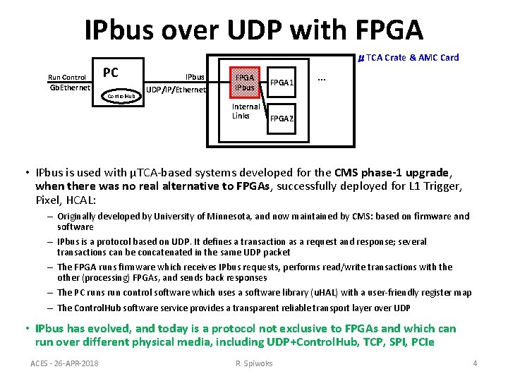IPbus over UDP with FPGA μTCA Crate & AMC Card Run Control PC Gb.