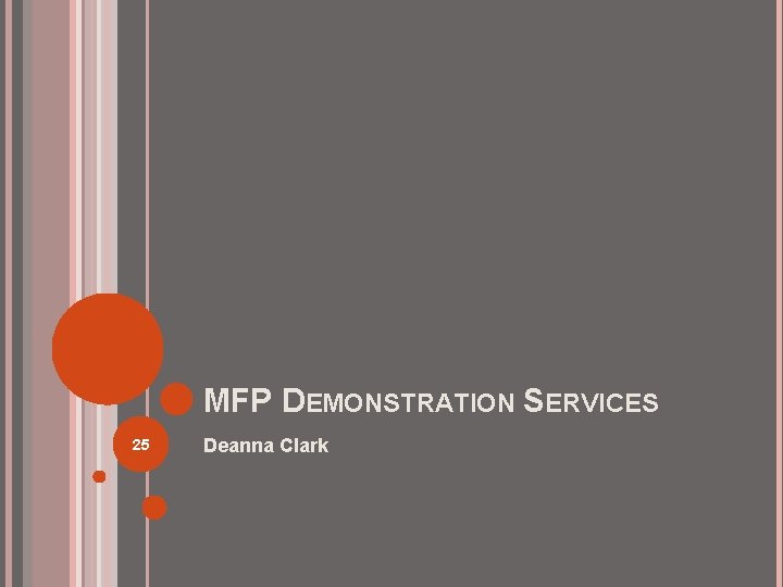 MFP DEMONSTRATION SERVICES 25 Deanna Clark 