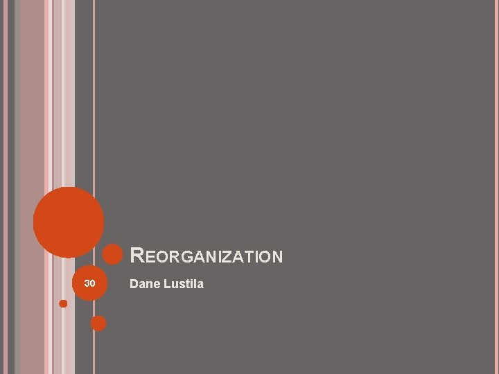 REORGANIZATION 30 Dane Lustila 