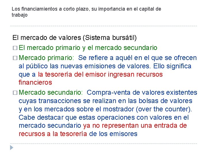 Los financiamientos a corto plazo, su importancia en el capital de trabajo El mercado