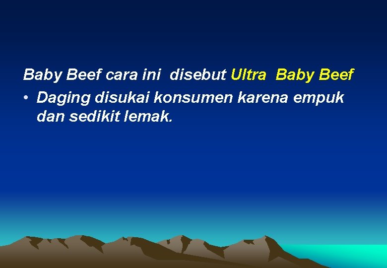 Baby Beef cara ini disebut Ultra Baby Beef • Daging disukai konsumen karena empuk