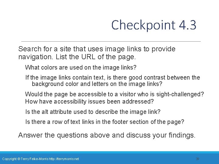 Checkpoint 4. 3 Search for a site that uses image links to provide navigation.