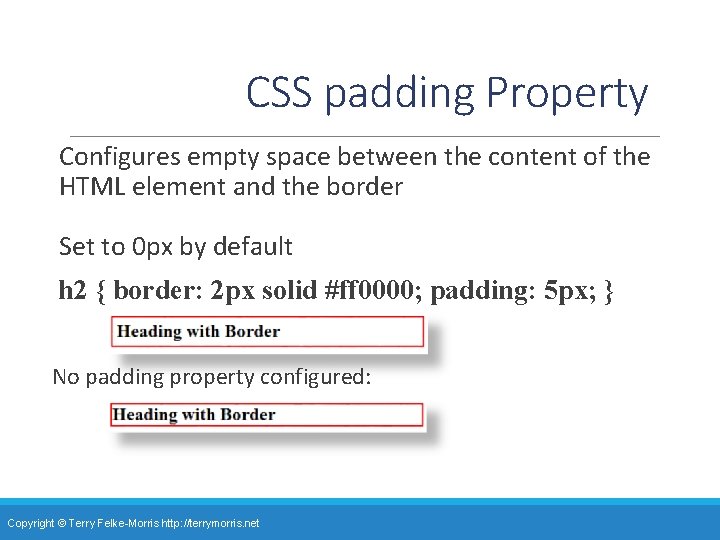 CSS padding Property Configures empty space between the content of the HTML element and