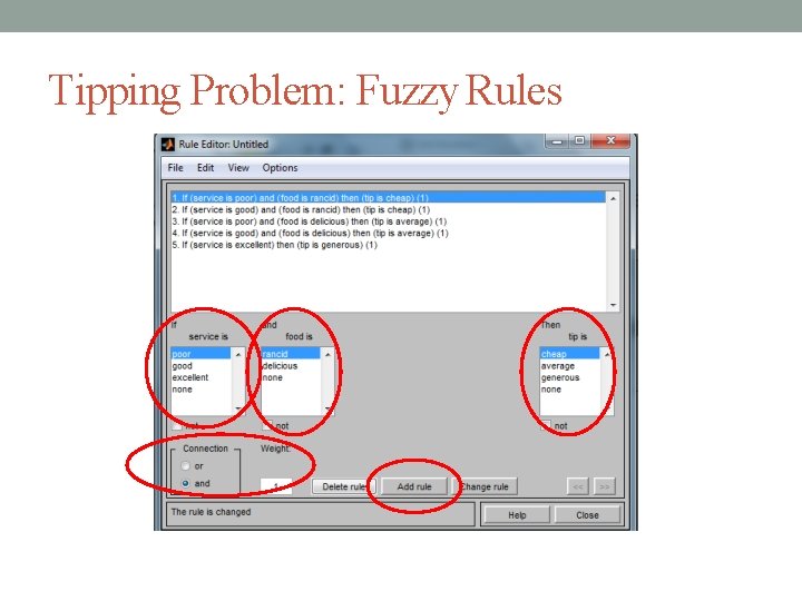Tipping Problem: Fuzzy Rules 