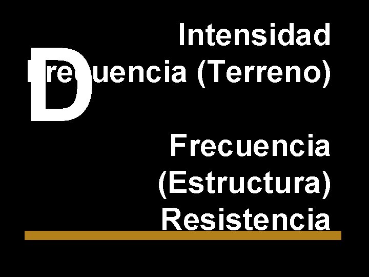 Intensidad Frecuencia (Terreno) D Frecuencia (Estructura) Resistencia 
