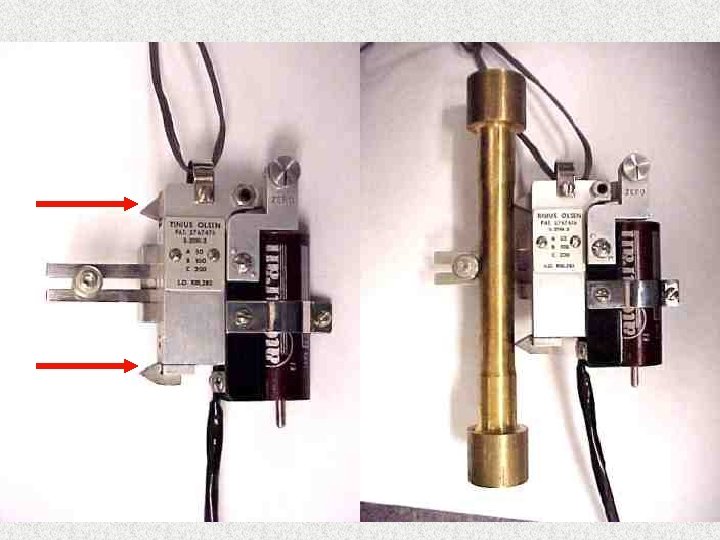 This device, called an EXTENSOMETER, measures the distance between the two prongs very precisely