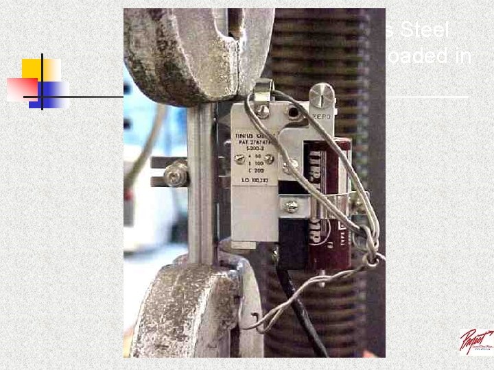 A Stainless Steel sample is loaded in the tester. 