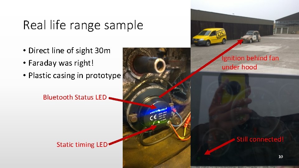 Real life range sample • Direct line of sight 30 m • Faraday was