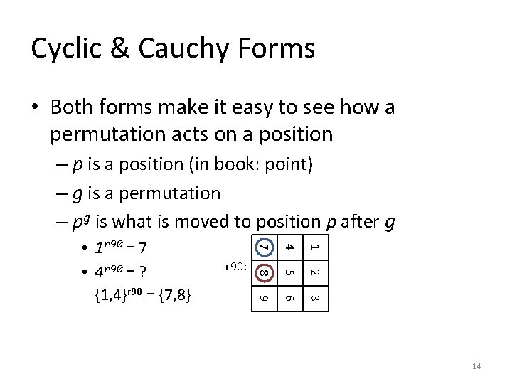 Cyclic & Cauchy Forms • Both forms make it easy to see how a