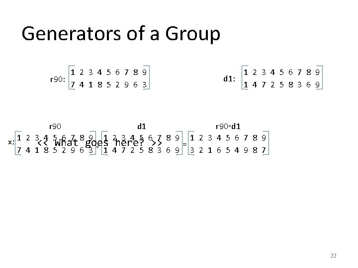Generators of a Group 1 2 3 4 5 6 7 8 9 r
