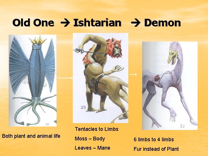 Old One Ishtarian Demon Tentacles to Limbs Both plant and animal life Moss –