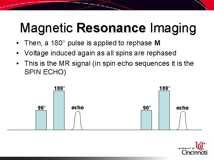 Magnetic Resonance Imaging • Then, a 180° pulse is applied to rephase M •