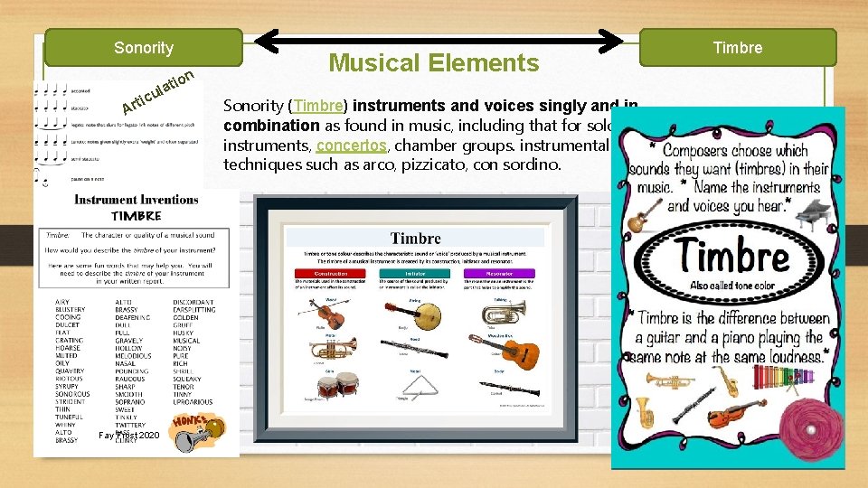 Sonority ion lat u ic t Ar Fay Frost 2020 Musical Elements Sonority (Timbre)